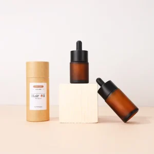 30ml Frosted Amber Glass Flat Shoulder Essential Oil Dropper Bottle for Serum and Cosmetics