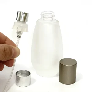 30ml Frosted Glass Refillable Cosmetic Perfume Spray Bottle with Metal Cap, Gold
