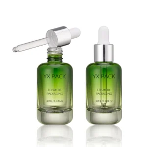 30ml Gradient Green Thick Glass Dropper Bottle for Essential Oil and Serum