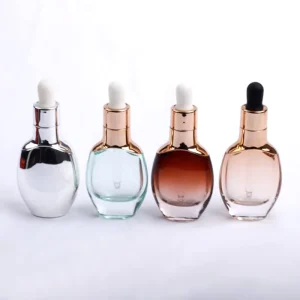 30ml Gradient Pink Glass Dropper Bottle with Gold or Silver Dropper Cap