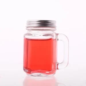30ml Mini Glass Mason Jar with Handle and Straw for Food, Candy and Coffee