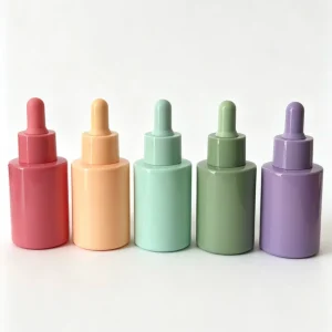 30ml Pastel Color Matte Frost Cylinder Glass Dropper Bottle For Essential Oil Serum Skin Care Cream & Cosmetic Packaging
