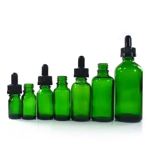 30ml Round Green Glass Boston Bottle for Essential Oil with Dropper