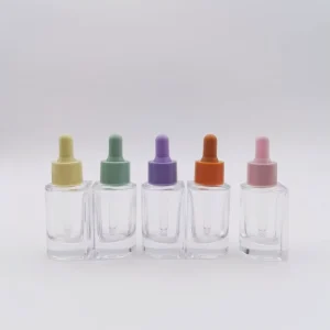 30ml Square Clear Glass Dropper Bottle with Essential Oil Cap