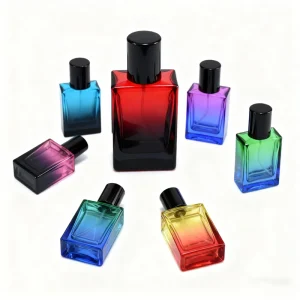 30ml Square Colored Glass Fragrance Bottle with Spray Cover