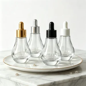 30ml Transparent Round Glass Bulb Bottle with Dropper for Essential Oils, Perfumes, and Essences
