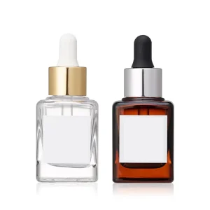 30ml Transparent Thick Bottom Essential Oil Glass Dropper Square Bottle