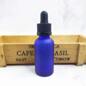 30ml beauty matte blue round glass dropper bottles with childproof caps