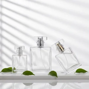 30ml square Bayonet Sprayer sealed Perfume Bottle Glass Portable Transparent Toner 50ml Cosmetic Sample Split Empty Bottle