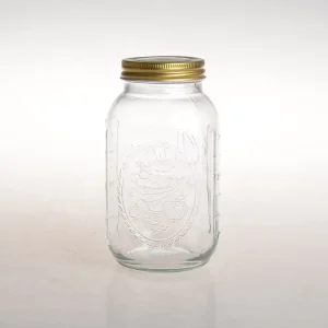 30oz Carved Pattern Canning Mason Jars Lid Large Glass Jar With Screw Top Lid