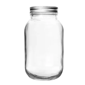 32 oz Clear Round Wide-Mouth Glass Mason Jar with Metal Lid for Jam Candy Pickling Canning and Storage