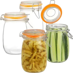 32 oz Glass Jars Large Mason Canning Jars Clear Storage Canister Jars With Airtight Lid for Canning Flour Jam Jelly Coffee