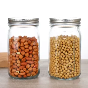 32oz Clear Glass Wide Mouth Mason Canning Jar Food Storage Jar with Tinplate Metal Lid