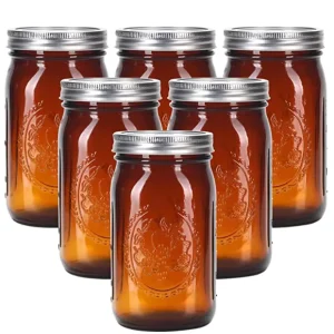 32oz Wide-Mouth Amber Brown Glass Mason Jars for Canning