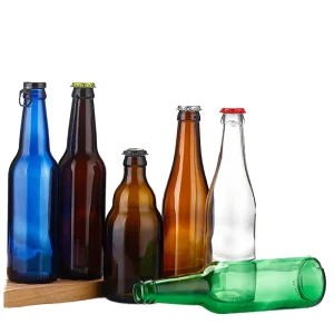 330ml 500ml 650ml Amber, Green, or Clear Food Grade Glass Beer Bottle with Crown Cap
