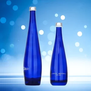 330ml 500ml Clear Blue Reusable Leakproof Glass Beverage Juice Bottles with Cap for Hotel