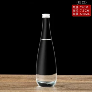 330ml 500ml Super Flint Glass Water Bottle with Gold Stamped Screw Cap