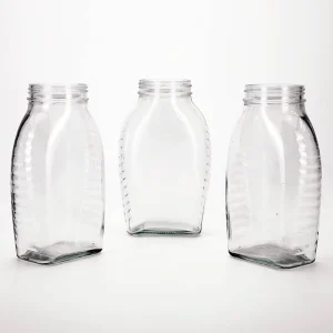 330ml Square Food Glass Jar with Metal Dropper Lid for Honey, Ketchup, Peanut Butter, and Paste