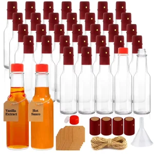 35-Piece 150ml Transparent Glass Hot Sauce Bottle Set with Lids Labels and Funnel