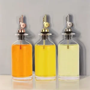 350 500ml Food Grade Borosilicate Glass Oil Bottle Dispenser Stainless Steel Pour Spout for Kitchen Cooking Olive Oil Pouring