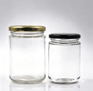 350ml 12oz Clear Round Wide Mouth Glass Jar with Glass Lid Suitable for Spices Honey Nuts and Food Storage