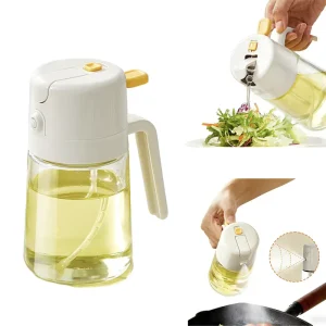 350ml 2 in 1 Food Grade Glass Olive Oil Sprayer Press Dispenser for Kitchen Cooking
