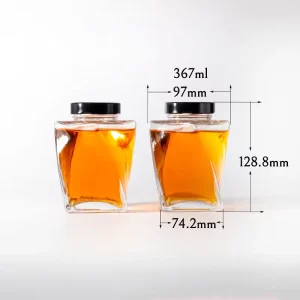 350ml 367ml Transparent Twisted Glass Jar with Screw Cap for Honey, Jam, Pickles, Peanut Butter, and Sugar
