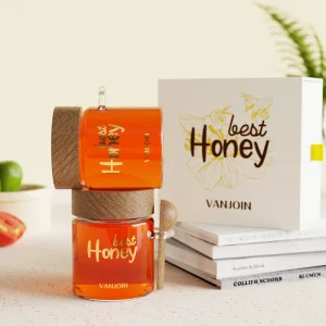 350ml 450ml 580ml Food Grade Glass Jars with Screw Lid for Honey Milk and Jelly with Dipper Spoon