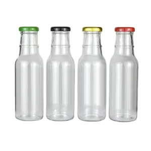 350ml 500ml Clear Glass Drink Bottle with Airtight Aluminum Cap for Cold Brew and Juice Custom Logo Printing