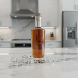 350ml 500ml Geometric Embossed Clear Glass Liquor Bottles with Cork Stopper for Whiskey Brandy Rum Vodka Spirits