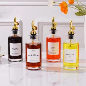 350ml 500ml Olive Oil Glass Bottle Kitchen Oil Dispenser Bottle Glass Oil Container With Stainless Steel Nozzle