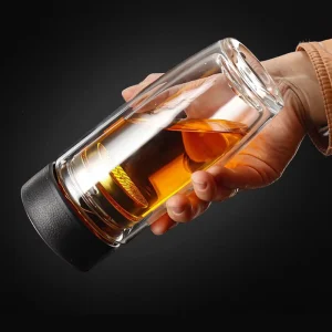 350ml Glass Water Bottle with Wide Mouth and Tea Infuser