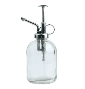 350ml Glossy Clear Glass Spray Bottle with Vintage-Style Chrome Spray Nozzle