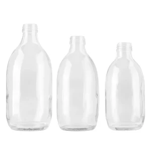 350ml Juice Glass Beverage Bottle with Custom Logo and 28mm Aluminum Cap