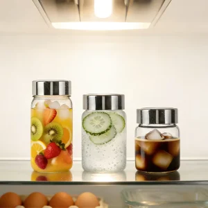 350ml Transparent Reusable Glass Water Bottle Stainless Steel Screw on Lid Food Grade BPA Free Lead Free Classic Design