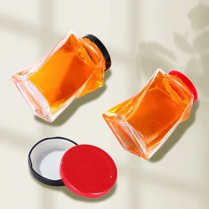 360ml Honey Jar Glass Container Twist Shape Food Storage Glass Honey Bottle with Lids