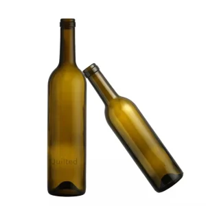 375ml 750ml ml Empty Antique Green Bordeaux Glass Wine Bottle Wth Cork