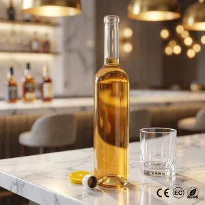 375ml High Flint Tall Slim Slender Cylindrical Ice Dessert Wine Homemade Liquor Boutique Packaging Glass Bottle with Screw Cap