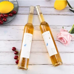 375ml Round Frosted Glass Beverage Bottle with Long Neck and Screw Top