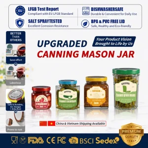 380ml-1000ml Glass Canning Jar with Easy-Open Lid for Food Packaging