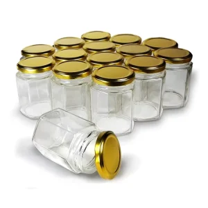 380ml 500ml Borosilicate Hexagon Food-Grade Honey Packaging Glass Jar with Lid
