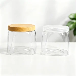 380ml 500ml Food-Grade Clear PET Square Plastic Storage Jar with Screw Lid for Food Snacks Candy and Kitchen Storage