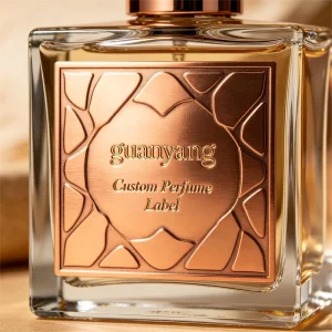 3D Raised Copper Foil Adhesive Label for Square Glass Perfume Bottle