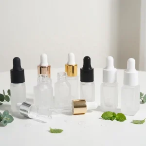 3ml Clear Frosted Cylinder Glass Essential Oil Dropper Bottle with Gold-Stamped Screw Cap