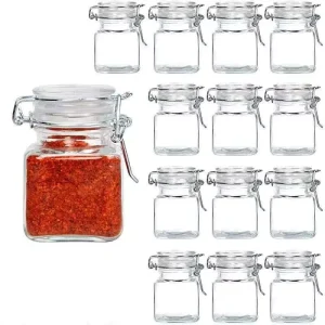 3oz 100ml Transparent Square Glass Jar with Clip Lid for Honey Jam Pickles Beverages and Spices