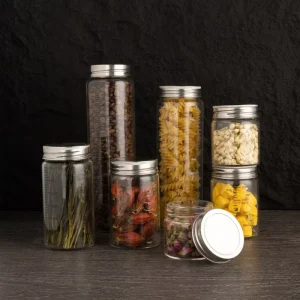 3oz-23oz High Borosilicate Glass Food Storage Jar with Stainless Steel Lid for Honey, Spice, and Jam