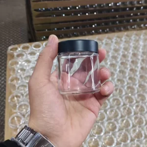 3oz 3.5g Custom Round Clear Flower Wax Packaging Glass Jars with Childproof Lids