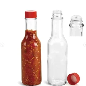 3oz 5oz 8oz 150ml 250ml Clear Woozy Chili Salad Ketchup Hot Sauce Glass Bottle with Black Cap