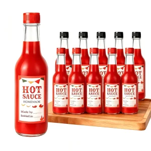 3oz 5oz 8oz 150ml Clear Glass Woozy Hot Sauce Bottles with Plastic Screw Caps for Chili Ketchup and Soy Sauce
