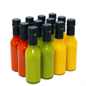 3oz 5oz 8oz Hot Sauce Glass Bottles Empty Clear Glass Woozy Bottles with Shrink Wrap Mini Wine Bottle Liquor Beverage Bottle